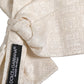 Men White Jacquard Silk Adjustable Neck Papillon Bow Tie