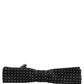 Black White Polka Dot Adjustable Neck Papillon Bow Tie