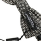 Men Gray Silk Patterned Adjustable Neck Papillon Bow Tie
