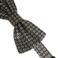 Men Gray Silk Patterned Adjustable Neck Papillon Bow Tie