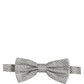 Men Black Gray Polka Dot Adjustable Neck Papillon Bow Tie