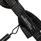 Black White Polka Dot Adjustable Neck Papillon Bow Tie