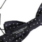 Black White Polka Dot Adjustable Neck Papillon Bow Tie