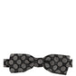 Black White Geometric Silk Adjustable Neck Papillon Bow Tie