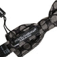 Dark Gray White Geometric Silk Adjustable Neck Papillon Bow Tie
