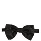 Men Black Paisley Silk Adjustable Neck Papillon Bow Tie