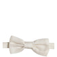 Men Off White Silk Adjustable Neck Papillon Bow Tie