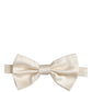 Men White 100% Silk Adjustable Neck Papillon Bow Tie