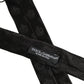 Men Black Crown Print Silk Adjustable Tied Necktie Tie