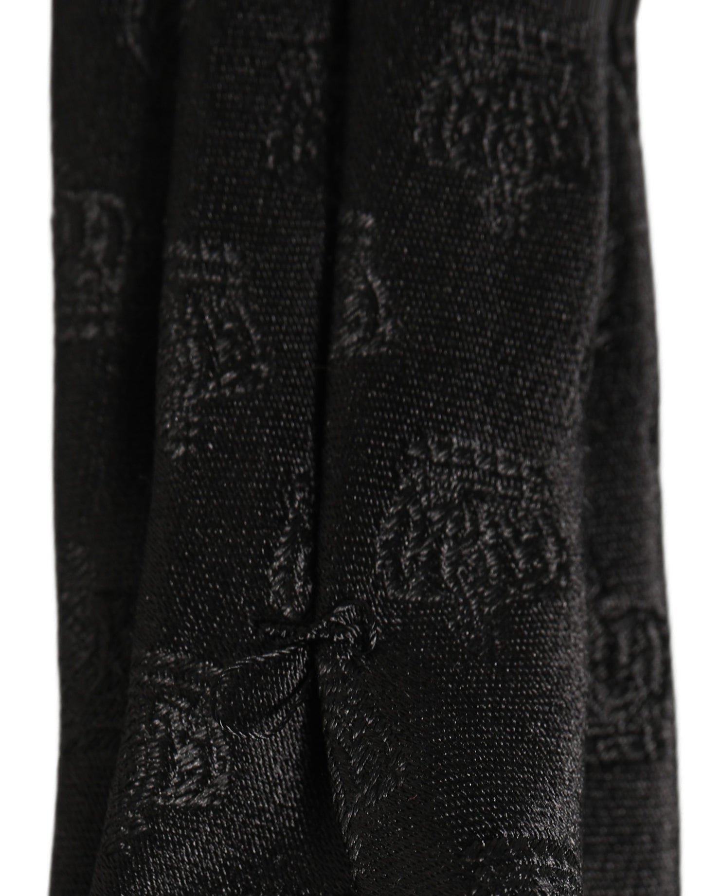 Men Black Crown Print Silk Adjustable Tied Necktie Tie