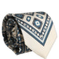 Men Off White Blue Geometric Adjustable Tied Necktie Tie