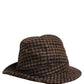 Brown Checkered Wool Tweed Fedora Capello Hats