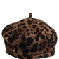 Brown Leopard French Style Beret Capello Hat