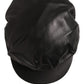 Black Lambskin Leather Newsboy Capello Hat