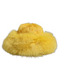 Yellow Fox Fur Womens Bucket Capello Hat