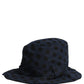 Blue Black Polka Dot Cotton Bucket Capello Hat