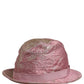 Pink Metallic Jacquard Pattern Bucket Capello Hat