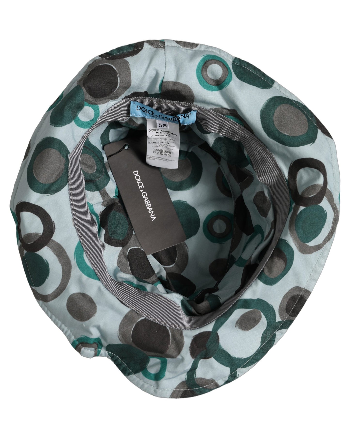 Teal Cotton Big Polka Dot Pattern Bucket Hat