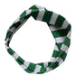 Green White Stripes Nylon Head Wrap One Size Headband