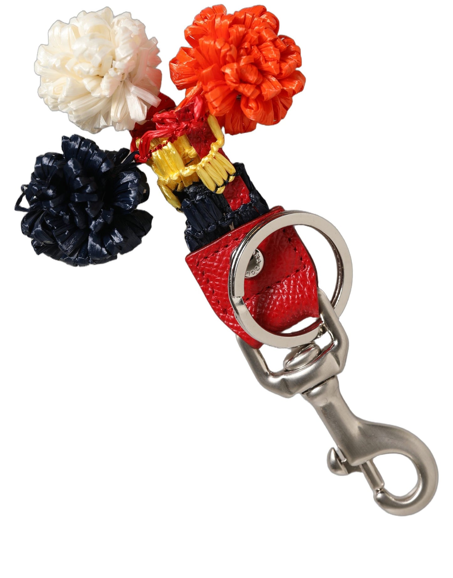 Raffia Leather Clasp Finder Chain Keyring Multicolor