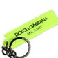 Neon Green Logo Print Charm Metal Keychain Keyring