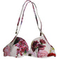 White Floral Print Nylon Beachwear Bikini Top