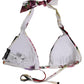 White Floral Print Triangle Beachwear Bikini Top