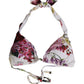 White Floral Print Triangle Beachwear Bikini Top