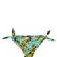 Blue Floral Print Nylon Beachwear Bikini Bottom