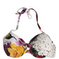 White Floral Print Nylon Beachwear Bikini Top