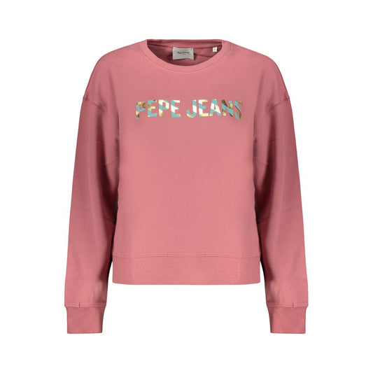 Pink Cotton Women Sweatshirt
