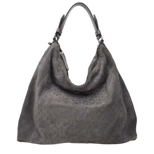 Gray Leather Shoulder Bag