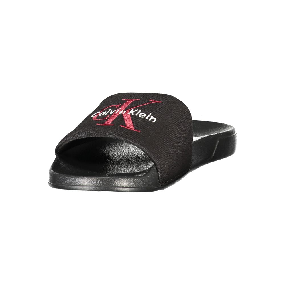 Black Polyester Men's Slipper