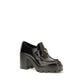 Black Calf Leather Bos Taurus Platform Loafers