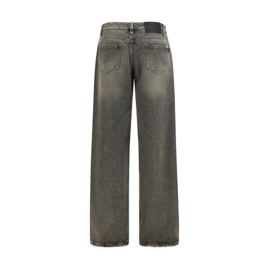 Gray Cotton Relaxed Fit Jeans