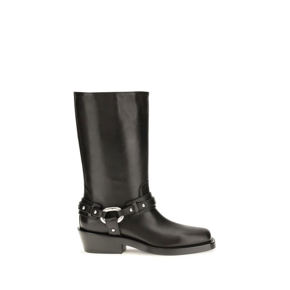Black Calf Leather Bos Taurus Flat Boots