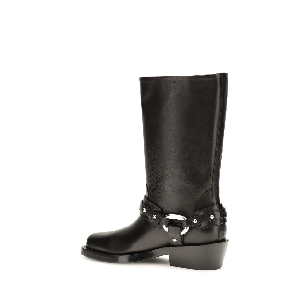 Black Calf Leather Bos Taurus Flat Boots