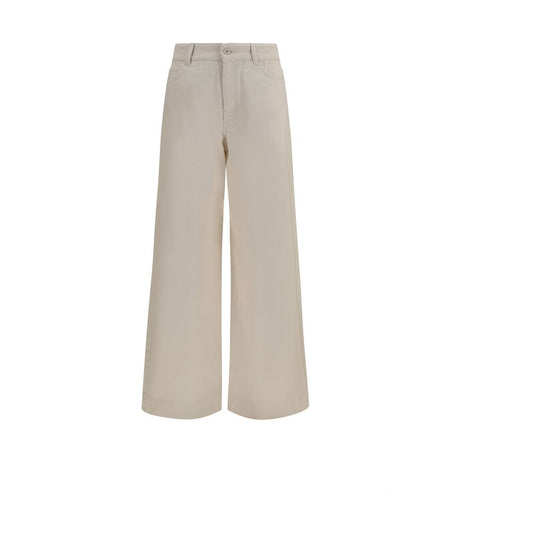 Beige Cotton Casual Pants