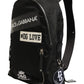 Men Black #DG LOVE Logo Patches Nylon Backpack Bag