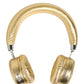 Women Gold Leather Wireless On-Ear Headset Headphones