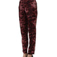 Burgundy High Waist Patterned Straight Trouser Pants