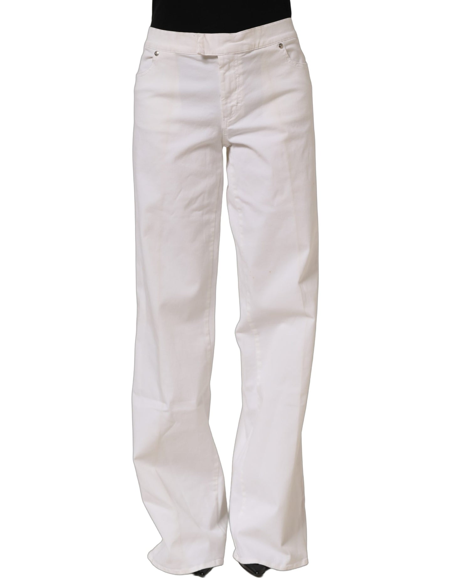White High Waist Wide Leg Denim Trouser Jeans