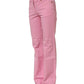 Pink Mid-Waisted Flared Denim Casual Jeans