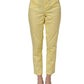 Yellow Mid Waist Straight Cropped Denim Women Trouser Jeans