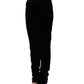 Black Viscose Blend Velvet Slim Fit Pants