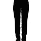 Black Viscose Blend Velvet Slim Fit Pants