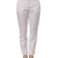 White Low Waist Straight Formal Trouser Pants