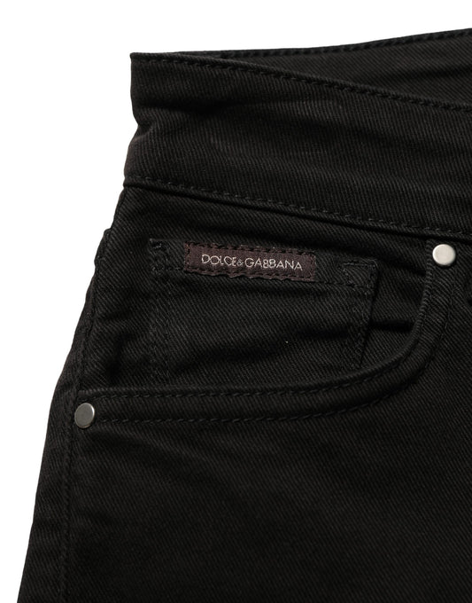 Black Cotton Stretch Skinny Denim Jeans