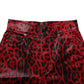 Red Leopard Cotton 5 Pockets Trouser Jeans