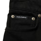 Black Cotton Stretch Straight Denim Jeans